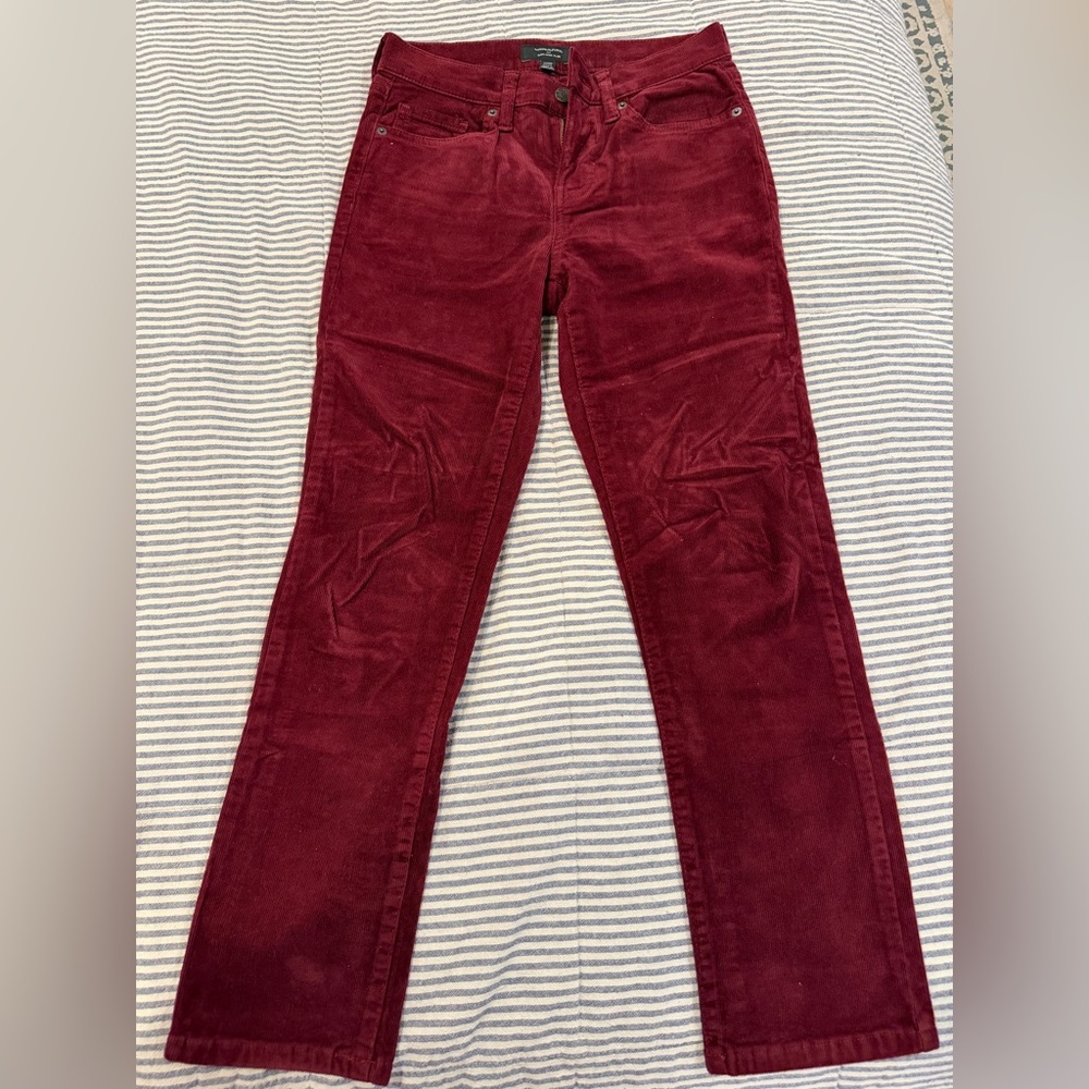 Banana Republic High-Rise Slim Corduroy Pants in Burgundy